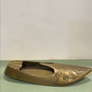 Vintage Carved brass ashtray.